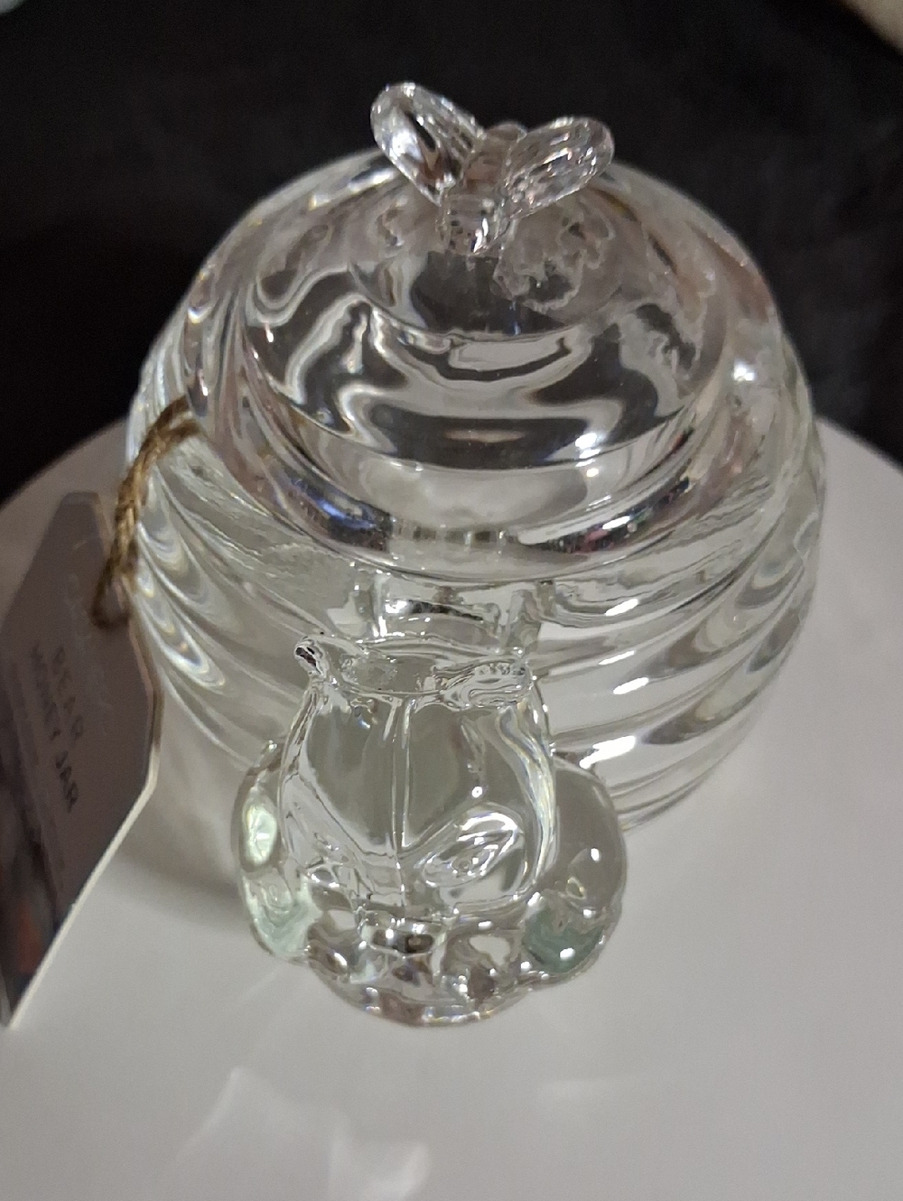 Glass Bee Hive Trinket Jar with Bee Accent - Clear & Bear In Front NWT